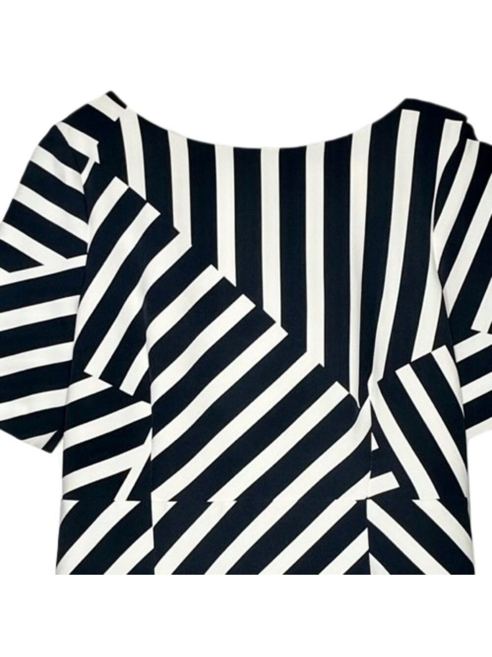 Fenn Wright Manson Black/White Short Sleeve Day Dress - 14P - Picture 3 of 11